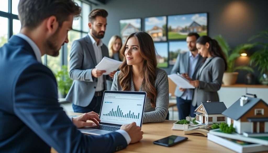 Des professionnels discutent autour d'une table avec un ordinateur